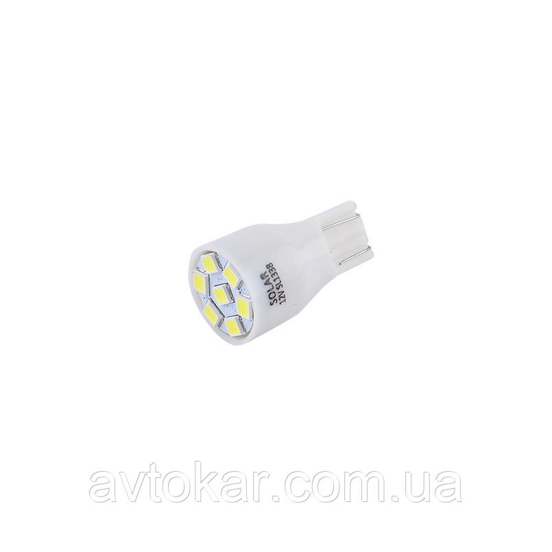 Світлодіодні LED автолампи SOLAR Premium Line 12 V T10 W21x95d 7SMD 2835 white блістер 2шт (SL1338) AVK, фото 1