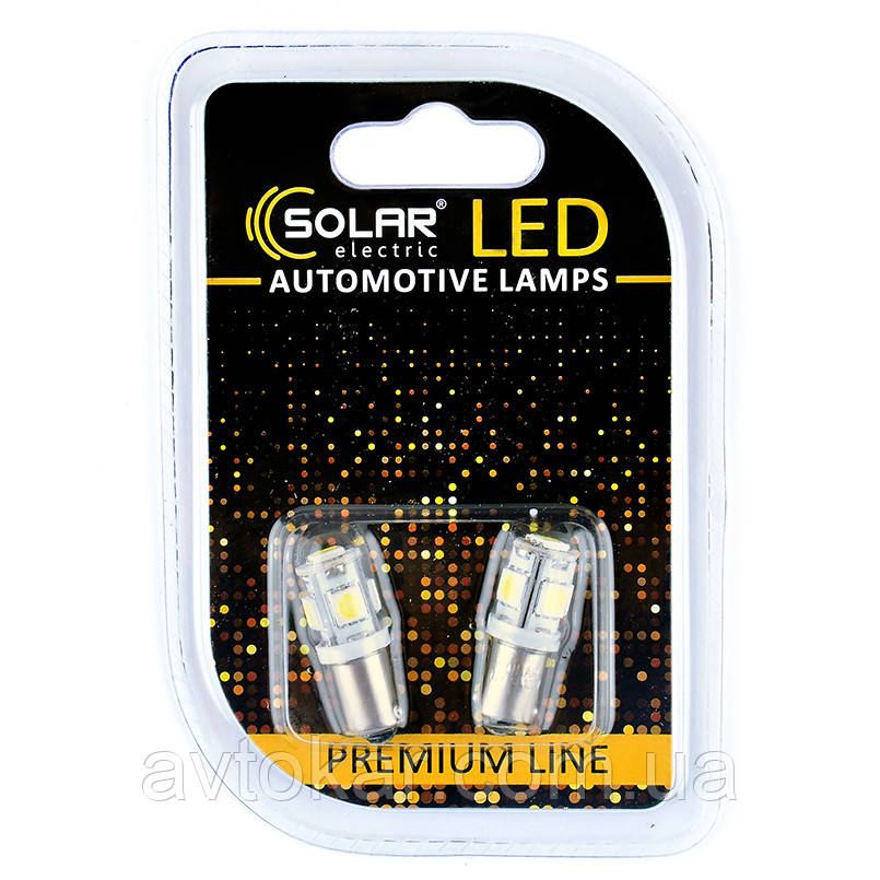 Світлодіодні LED автолампи SOLAR Premium Line 12 V T85 BA9s 5SMD 5050 white блістер 2шт (SL1331) AVK, фото 1