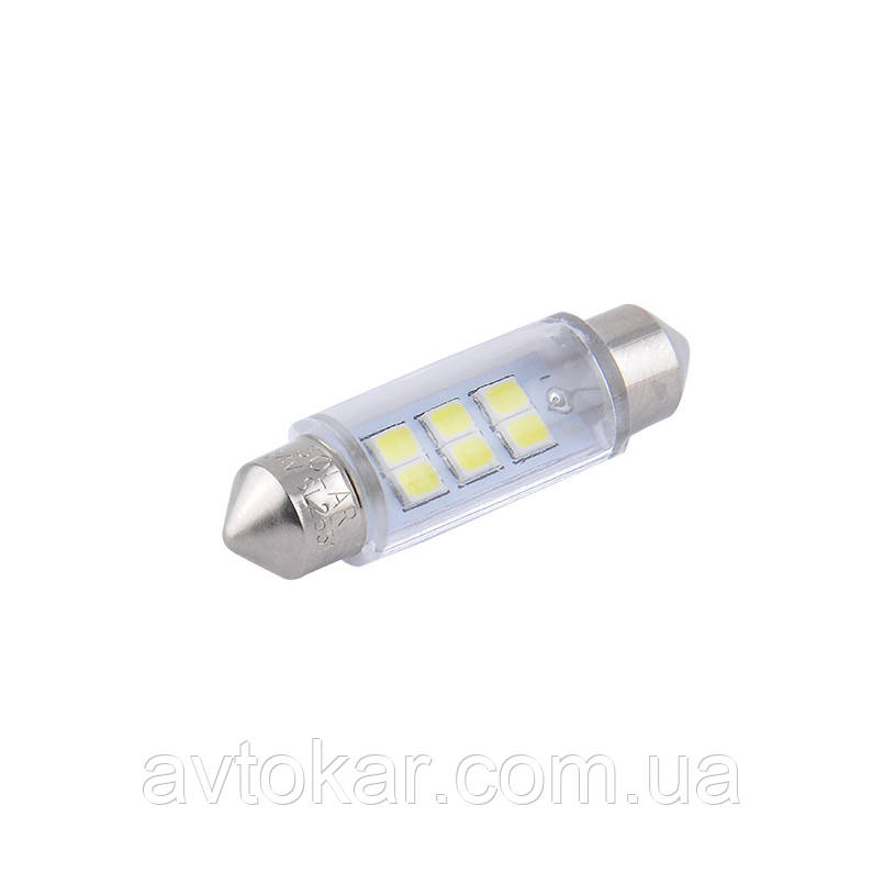 Світлодіодні LED автолампи SOLAR Premium Line 24 V SV85 T11x39 6SMD 2835 white блістер 2шт (SL2551) AVK, фото 1