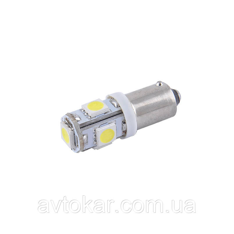 Світлодіодні LED автолампи SOLAR Premium Line 24 V T85 BA9s 5SMD 5050 white блістер 2шт (SL2531) AVK, фото 1