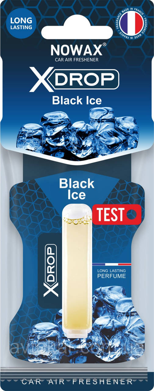 Ароматизатор целюлозний з капсулою Nowax серія X Drop - Black ice (25шт/ящ) AVK, фото 1
