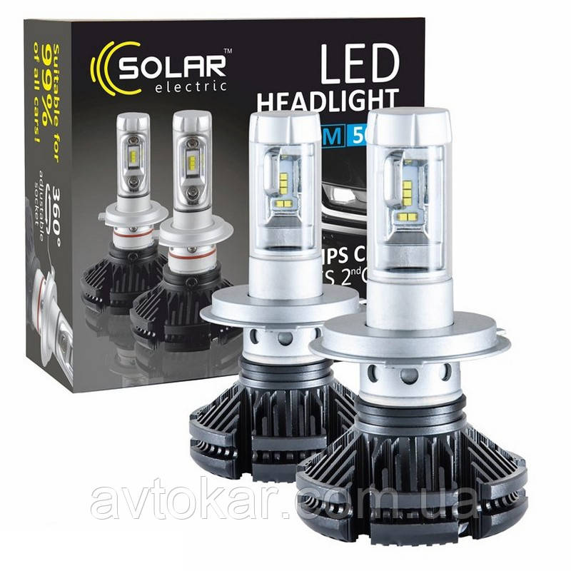 Світлодіодні лампи H4 Solar 12/24 V 6000 Lm 50 W (8804) AVK, фото 1