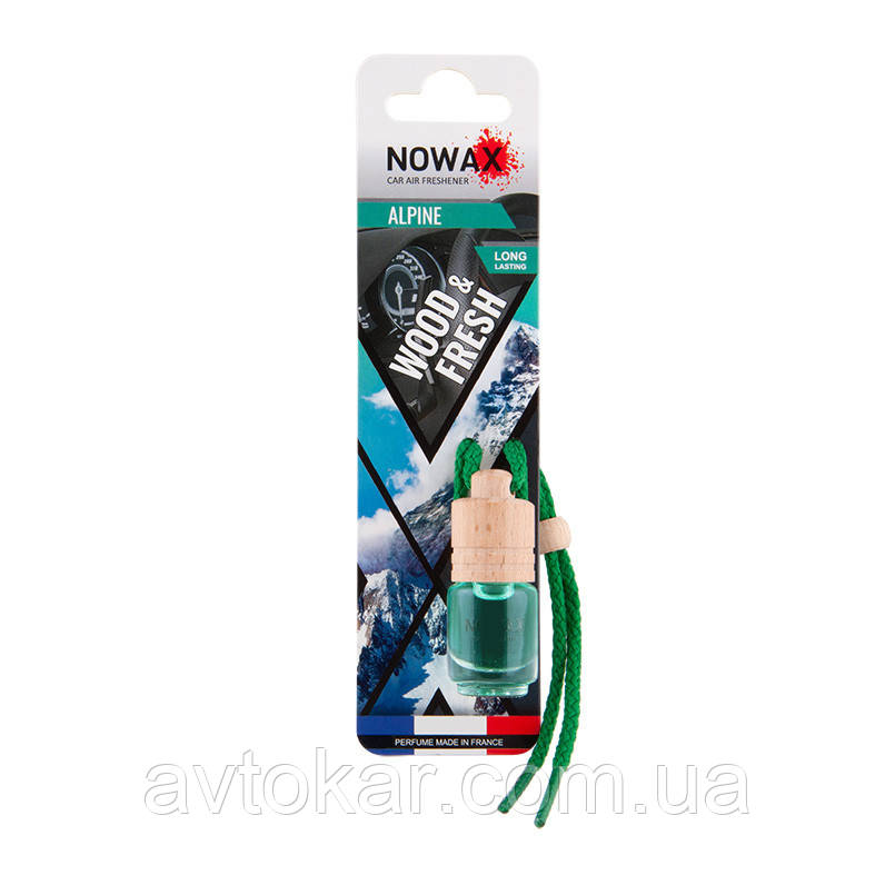Ароматизатор автомобільний підвісний Nowax Wood and Fresh Alpine рідина (NX07700) AVK, фото 1