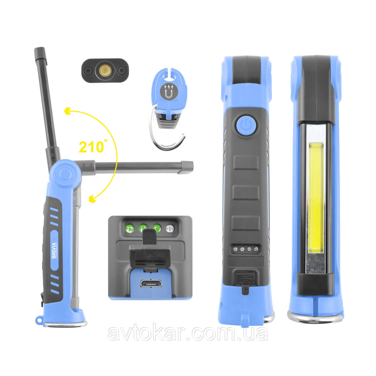 Ліхтар для СТО і для кемпінгу інспекційний магніт-гак 2в1 Brevia Ultra-slim 3W Ручний світлодіодний ліхтарик AVK