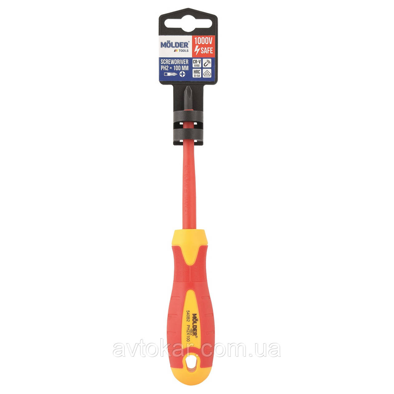 Викрутка шліцьова, діелектрична Molder, VDE 1000 В, SL2.5x75mm (12шт/пач) AVK