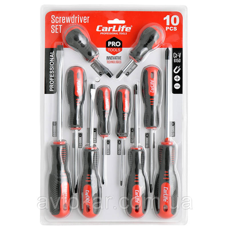 Набір викруток CarLife 10 шт. Cr-V 6150 (WR6910) AVK, фото 1