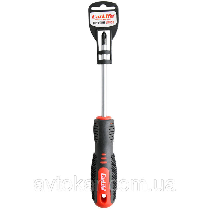 Викрутка хрестова CarLife PH2x100 мм Cr-V 6150 (WR6210) AVK, фото 1