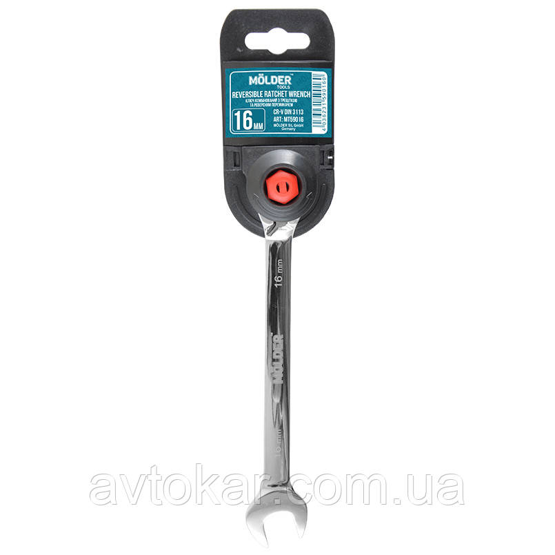 Ключ комбінований з тріскачкою і реверсом 16 мм MOLDER CR-V (MT59016) AVK, фото 1