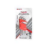 Набір Г-подібних ключів CARLIFE кулястий шестигранник довгий 9 шт (WR 2117). Торцевий ключ із закотом AVK, фото 4