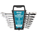 Набір ключів для авто комбінованих MOLDER CR-V з тріскачкою та карданом (8 шт.) 8-19 мм MT57108 AVK, фото 2