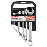 Набір ключів комбінованих CARLIFE CR-V (12 шт) 6-22 мм WR4212 AVK, фото 2