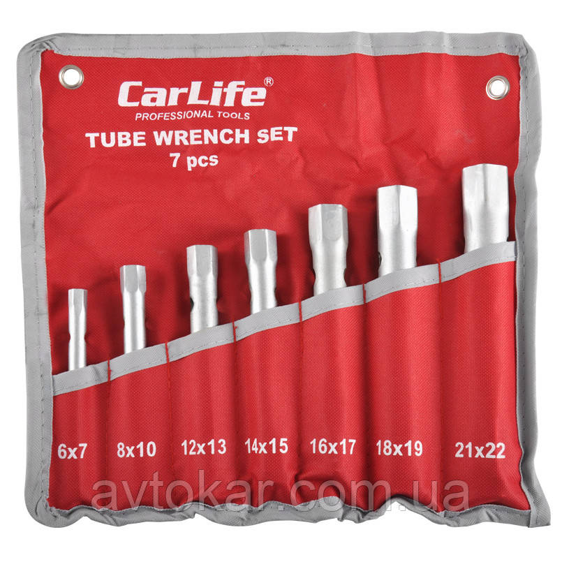 Набір ключів торцевих трубчастих CARLIFE (7 шт.) 6х7-21х22 мм WR2222. Торцевий ключ AVK, фото 1