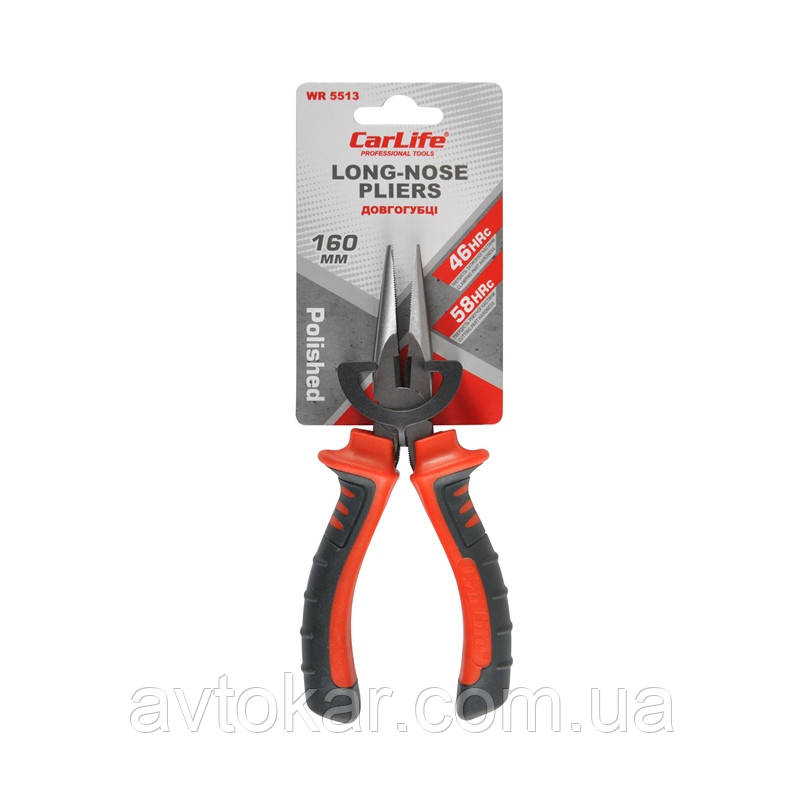 Довгогубці Carlife 160 мм поліровані 46-58 HRC (WR5513) AVK, фото 1