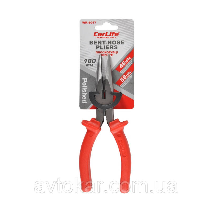 Плоскогубці вигнуті Carlife 180 мм 46-58 HRC (WR5017) AVK, фото 1