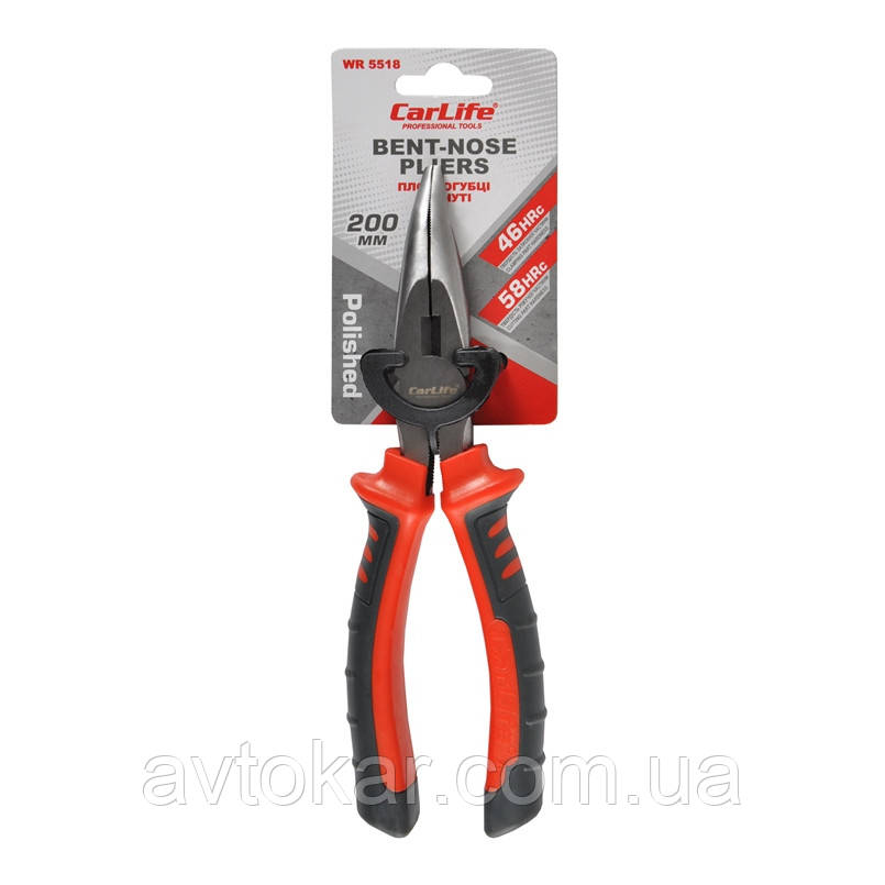 Плоскогубці вигнуті Carlife 200 мм 46-58 HRC (WR5518) AVK, фото 1