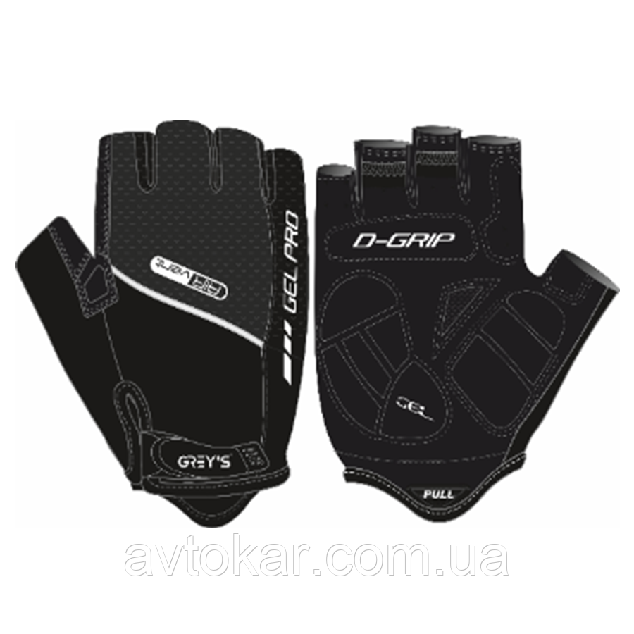 Рукавиці GREY'S з коротким пальцем, гелеві вставки, колір Чорний, розмір XL (100 шт./пач.) AVK, фото 1