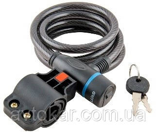 Велозамок. Замок на велосипед Grey's спіральний тросовий під ключ (GR51015) велосипедний замок 10 мм 150 см AVK, фото 1
