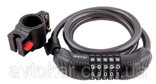 Замок на велосипед Grey's спіральний кодовий (GR31210) AVK, фото 1