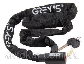 Замок на велосипед Grey's ланцюговий циліндричний із загартованої сталі з нейлоновим захистом під ключ (GR41615) AVK, фото 1