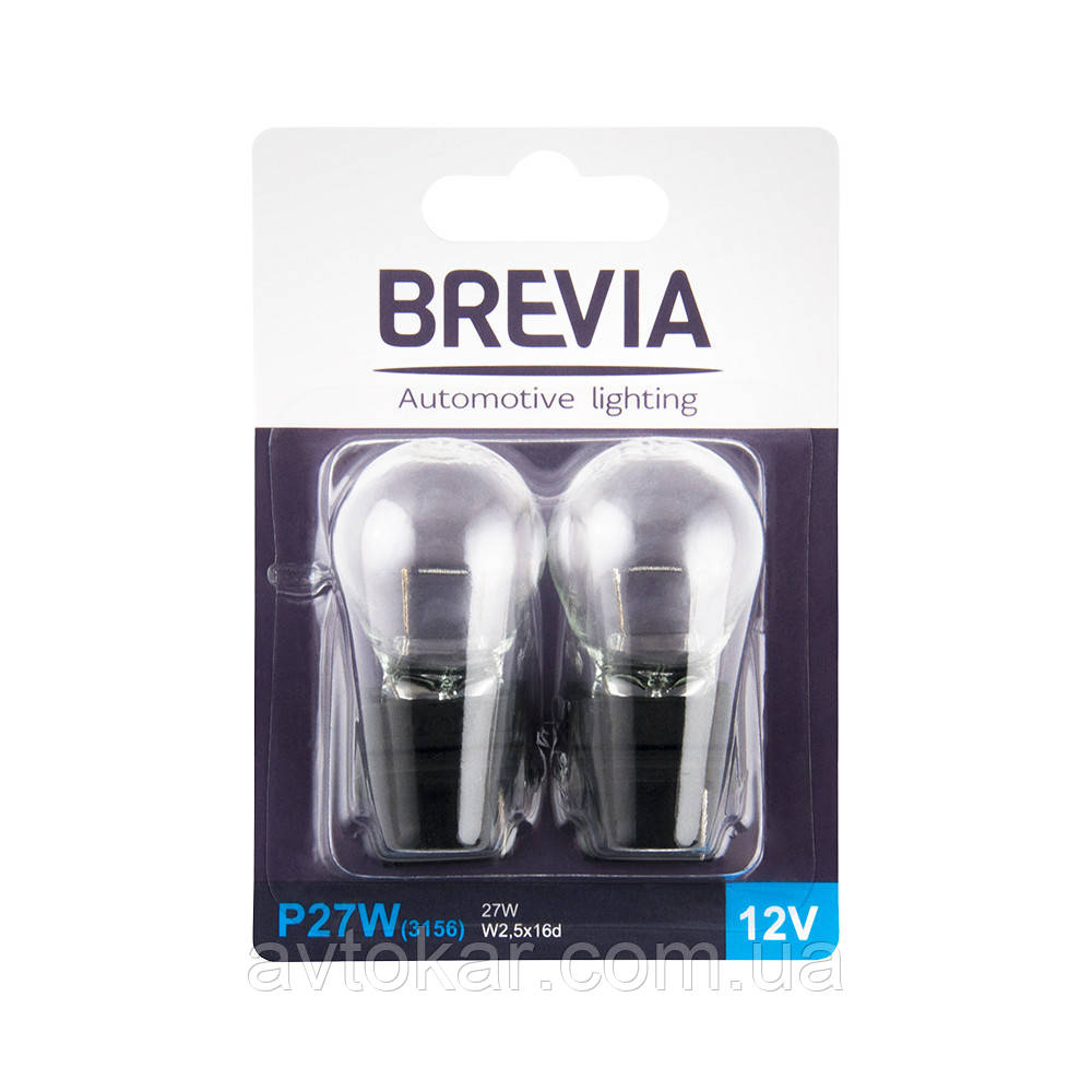 Brevia P27W 12V 27W W2.5x16d blister 2 шт AVK, фото 1