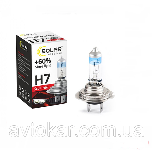 Галогенова лампа Solar H7 12 V 55 W PX26d Starlight +60% (1237S2) AVK, фото 1