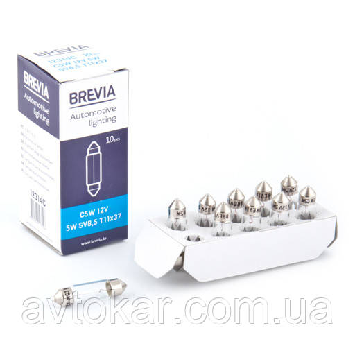 Галогенна лампа BREVIA C5W 12 V 5 W 12314C Паковання 10 ШТ AVK, фото 1