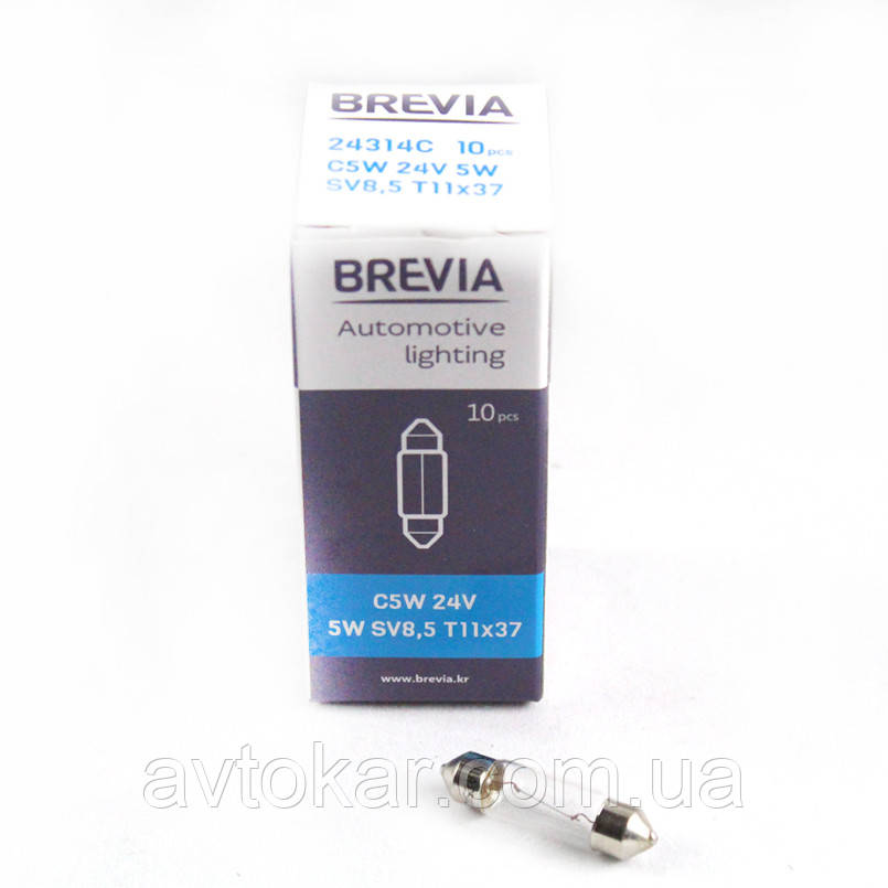 Галогенна лампа BREVIA C5W 24 V 5 W 24314C Паковання 10 ШТ AVK, фото 1