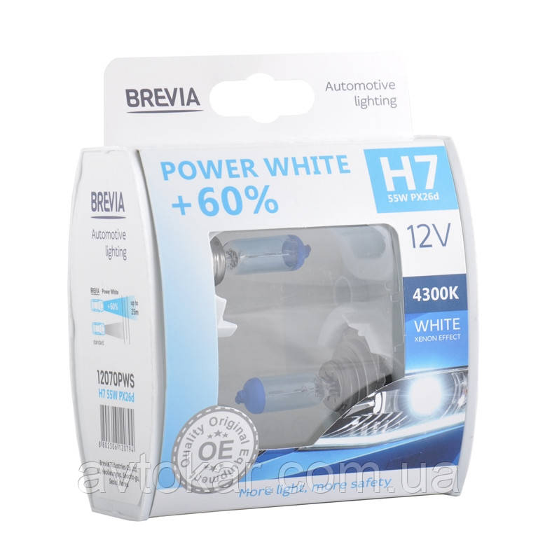 Галогенна лампа Brevia H7 Power White Set +60% 12 V 4300 K 12070PWS AVK, фото 1