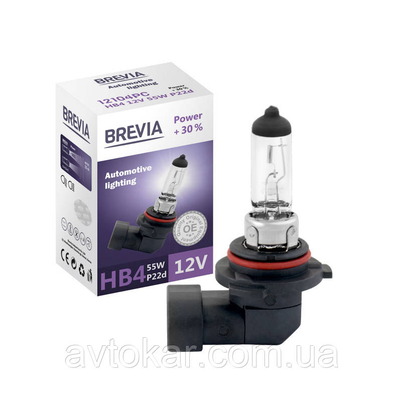 Галогенна лампа Brevia HB4 Power + 30% 12 V 55 W AVK, фото 1