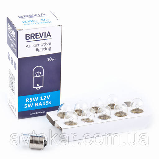 Галогенна лампа BREVIA R5W 12 V 5 W 12305C Паковання 10 ШТ AVK, фото 1