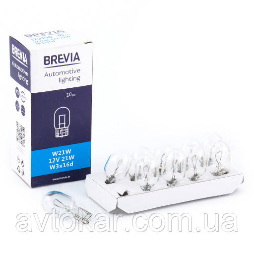 Галогенная лампа BREVIA W21W 12V 21W 12310C Упаковка 10 ШТ AVK, фото 1