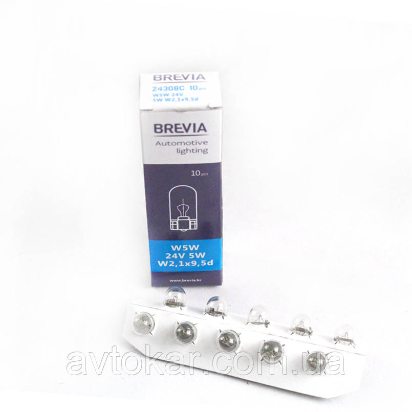 Галогенна лампа BREVIA W5W 24 V 5 W 24308C Паковання 10 ШТ AVK, фото 1