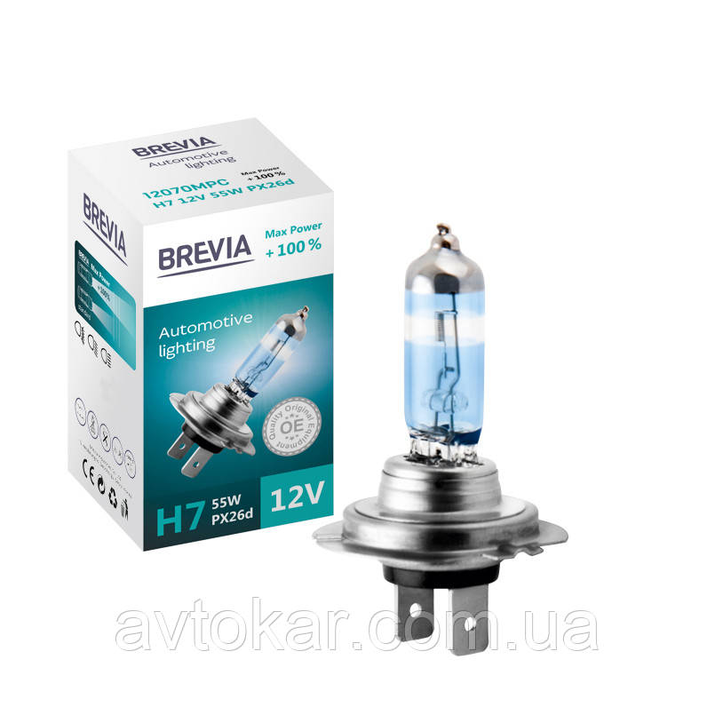 Галогенова лампа Brevia H7 Max Power + 100% 12 V 55 W AVK, фото 1