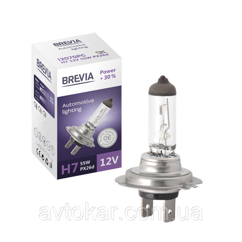 Галогенова лампа Brevia H7 Power + 30% 12 V 55 W AVK, фото 1