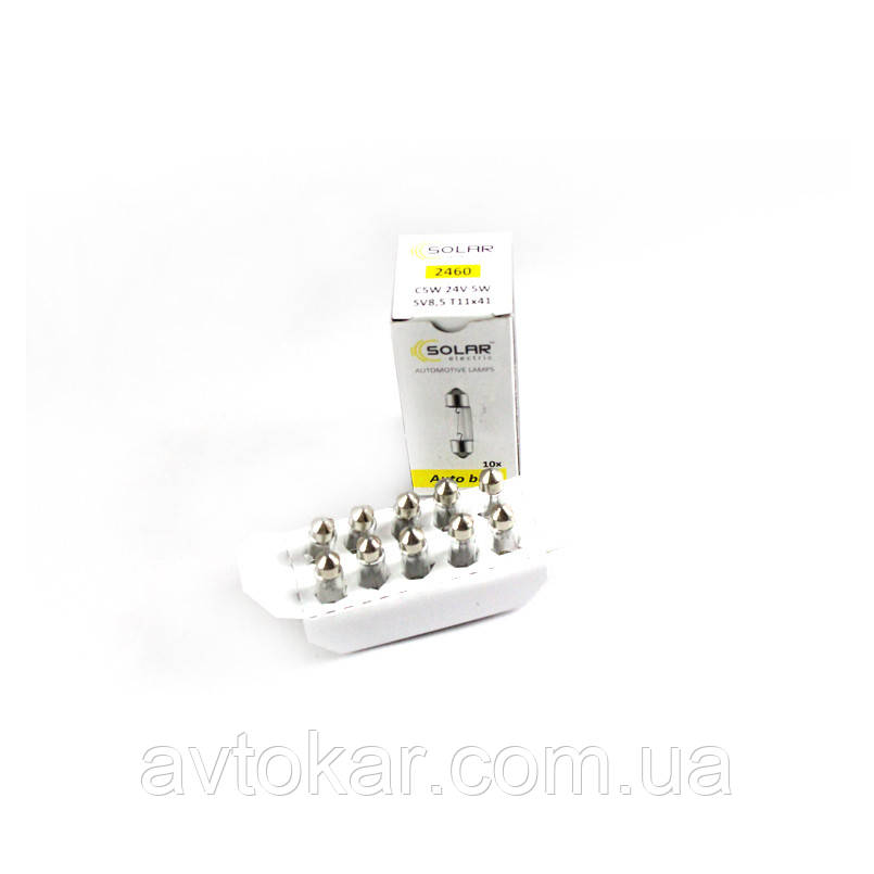 Галогенова лампа SOLAR C5W 24V 2460 Паковання 10 ШТ AVK, фото 1