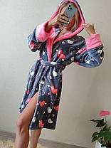 Теплий жіночий махровий халат із серцем Туреччина, фото 2