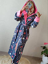 Жіночий довгий махровий халат із серцем і капюшоном Туреччина, фото 2