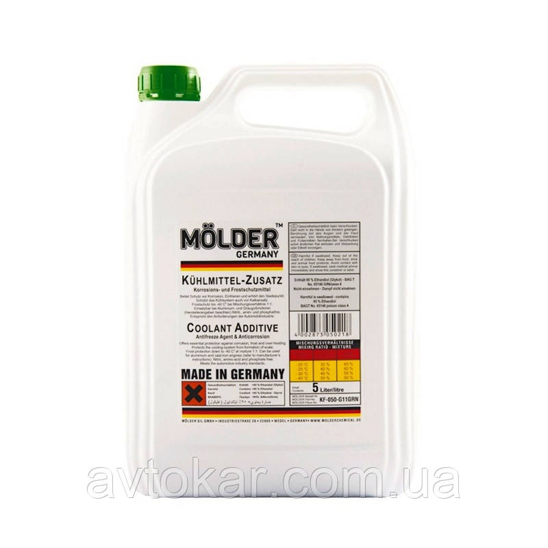 Антифриз G11 зелений концентрат 5 л (-80 +105) градусів Molder Concentrate Green Німеччина (KF-050-G11GRN) AVK, фото 1