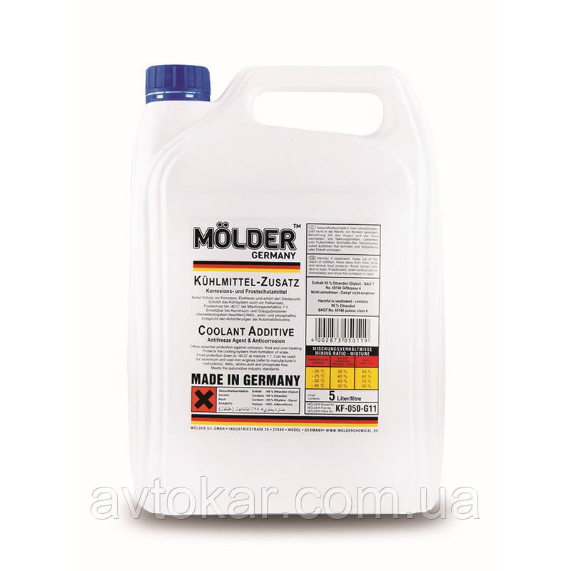 Антифриз G11 синій концентрат для двигуна авто 5 л -80 градусів Molder Concentrate Blue Німеччина (KF-050-G11) AVK, фото 1