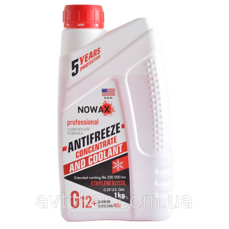 Антифриз преміумкласу концентрат червоного кольору G12 1 кг Nowax (NX01009) AVK, фото 1