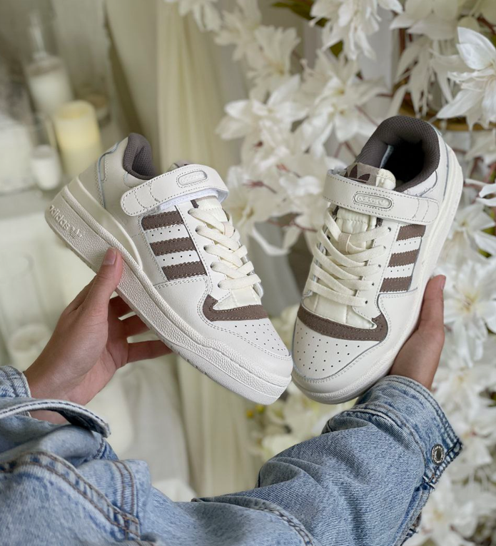 Кросівки жіночі Adidas Forum Low 84 Beige Brown Взуття Адидас Форум бежеві коричневі на липучці