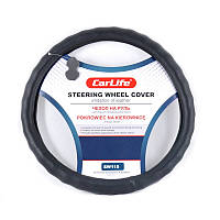 Авто чохол на кермо автомобіля зі штучної шкіри Carlife XL (41-43 см) чорний SW115XL AVK AVK
