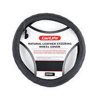 Авто чохол на кермо автомобіля шкіряний CARLIFE L (39-41 см) чорний (SW225L) AVK AVK