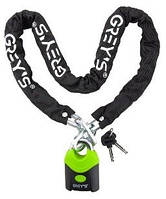 Велосипедний замок ланцюг Greys з навісним замком 8-1200 мм 2 ключі в комплекті GR40812 AVK AVK