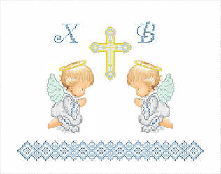 ХВГ-051. Схема для вишивки бісером Великодній рушничок з ангелами.