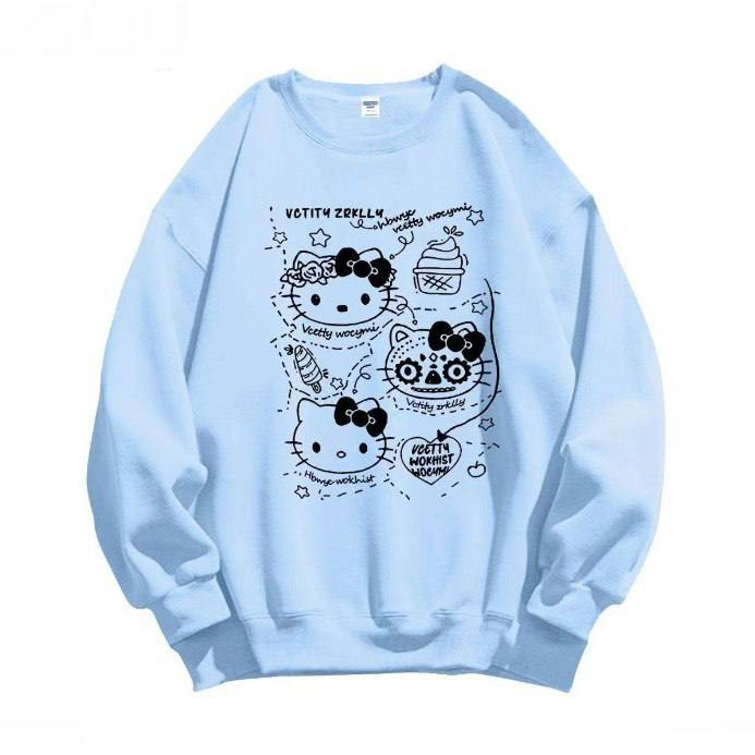 Теплий світшот стильний hello kitty на флісі блакитний