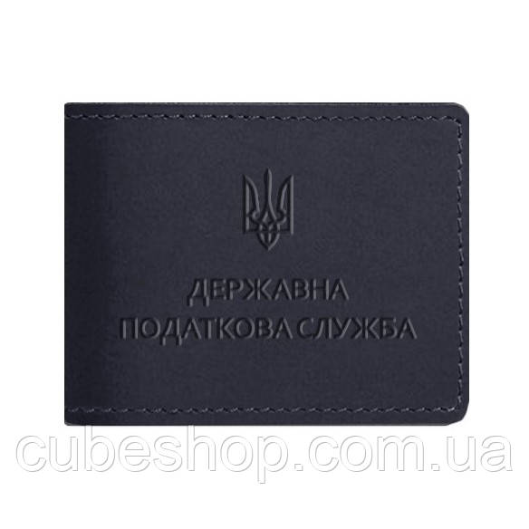 Шкіряна обкладинка для посвідчення Державної податкової служби (темно-синя) шкіра Crazy Horse