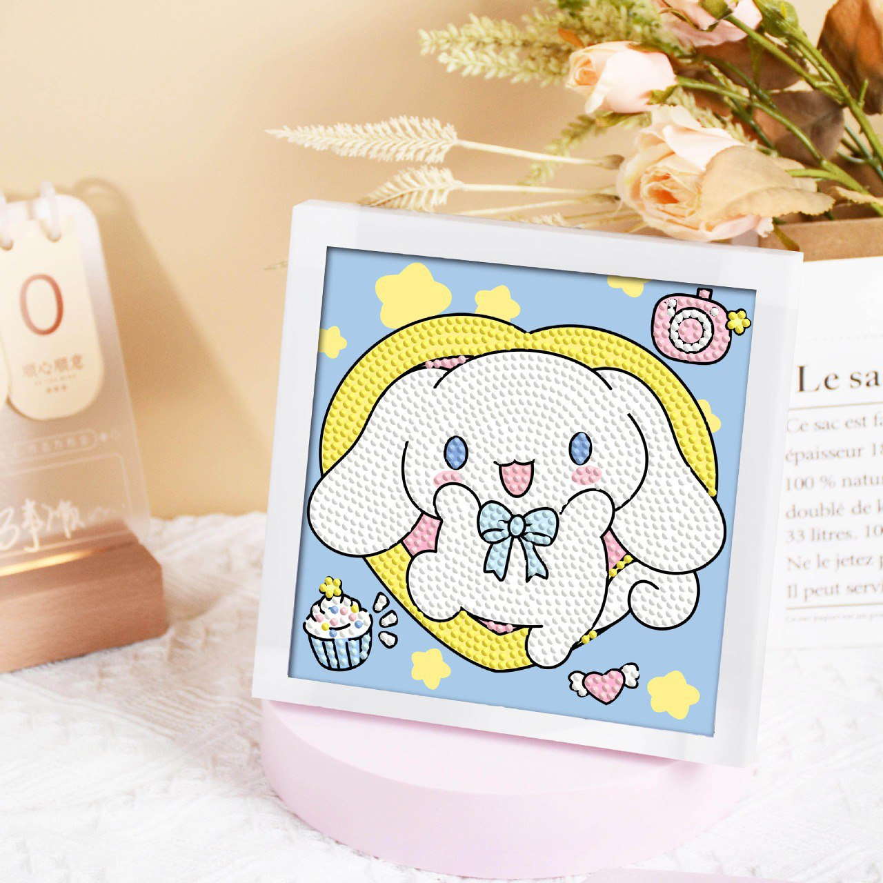 Алмазна мозаїка hello kitty - cinnamoroll з рамкою куромі картина з рамкою для творчості сінаморол