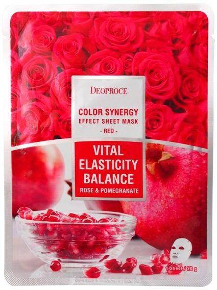 Deoproce Color Synergy Effect Sheet Mask Red тканинна маска зволожуюча, 20 г. До 02/2026