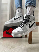 Кросівки Nike Air Jordan 1 OG (gray white black).Хіт!